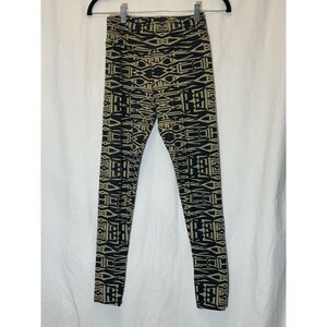 LuLaRoe Leggings Womens‎ OS Yellow Black Triangles Graphic Print W2